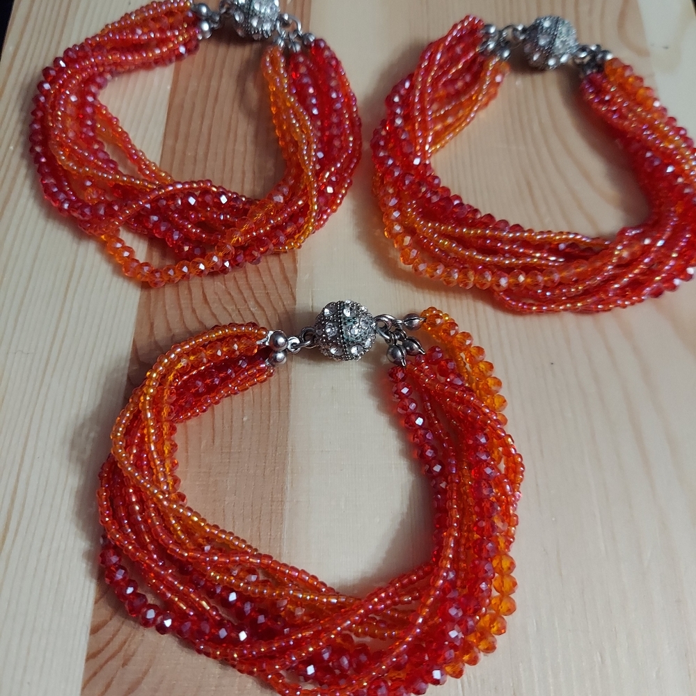 Premier Designs Red Orange & Silver Crystal… - Picture 10 of 12